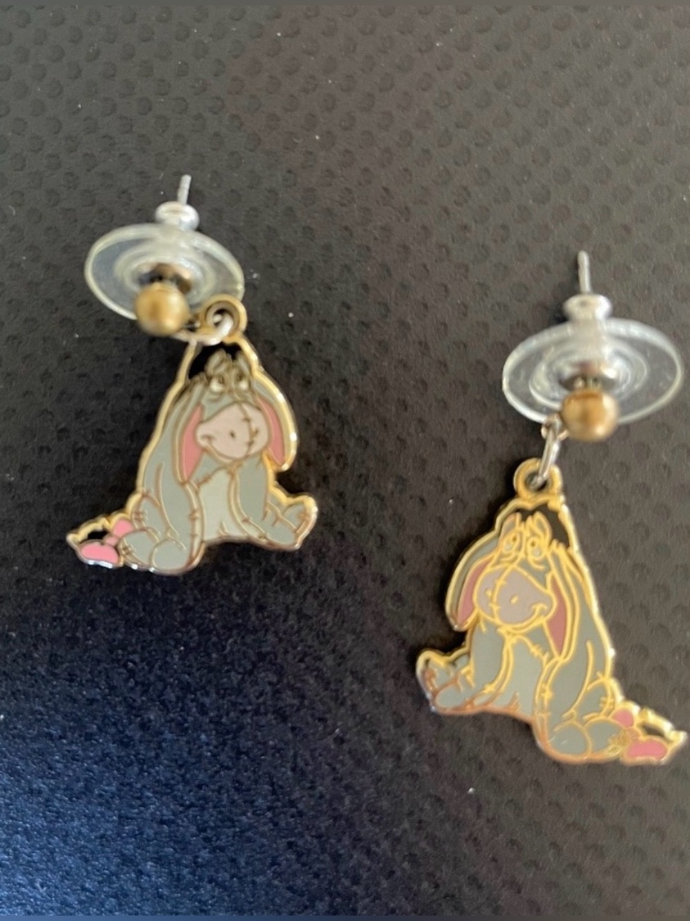 Vintage Eeyore Pastel Enamel Drop Earrings - Gold-tone